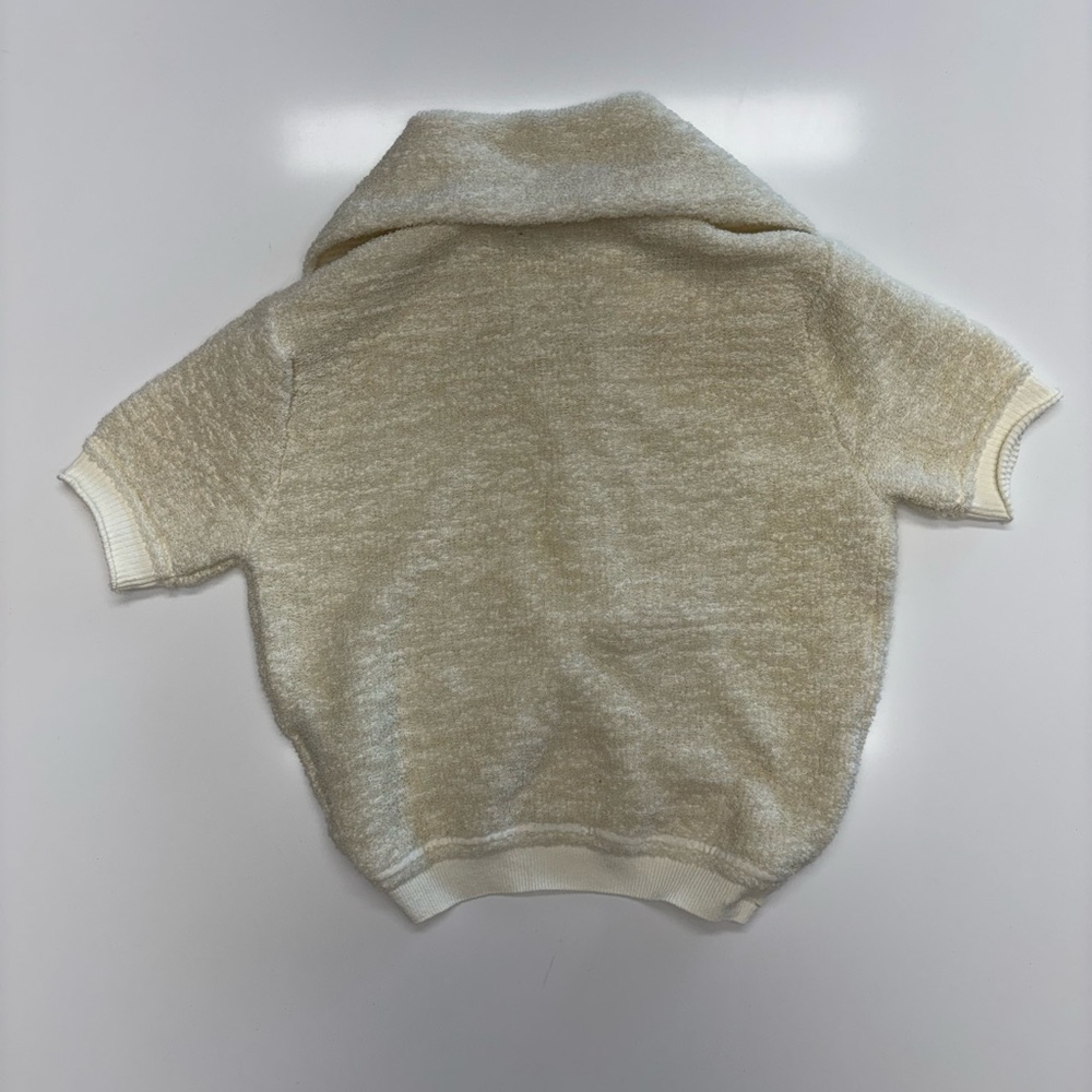 Cream Short Sleeve Women's cropped Sweater - Picture 4 of 7